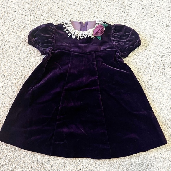 Florence Eiseman Girls Purple Dress Velvet Holiday Sz 4 4T Easter Wedding Formal
